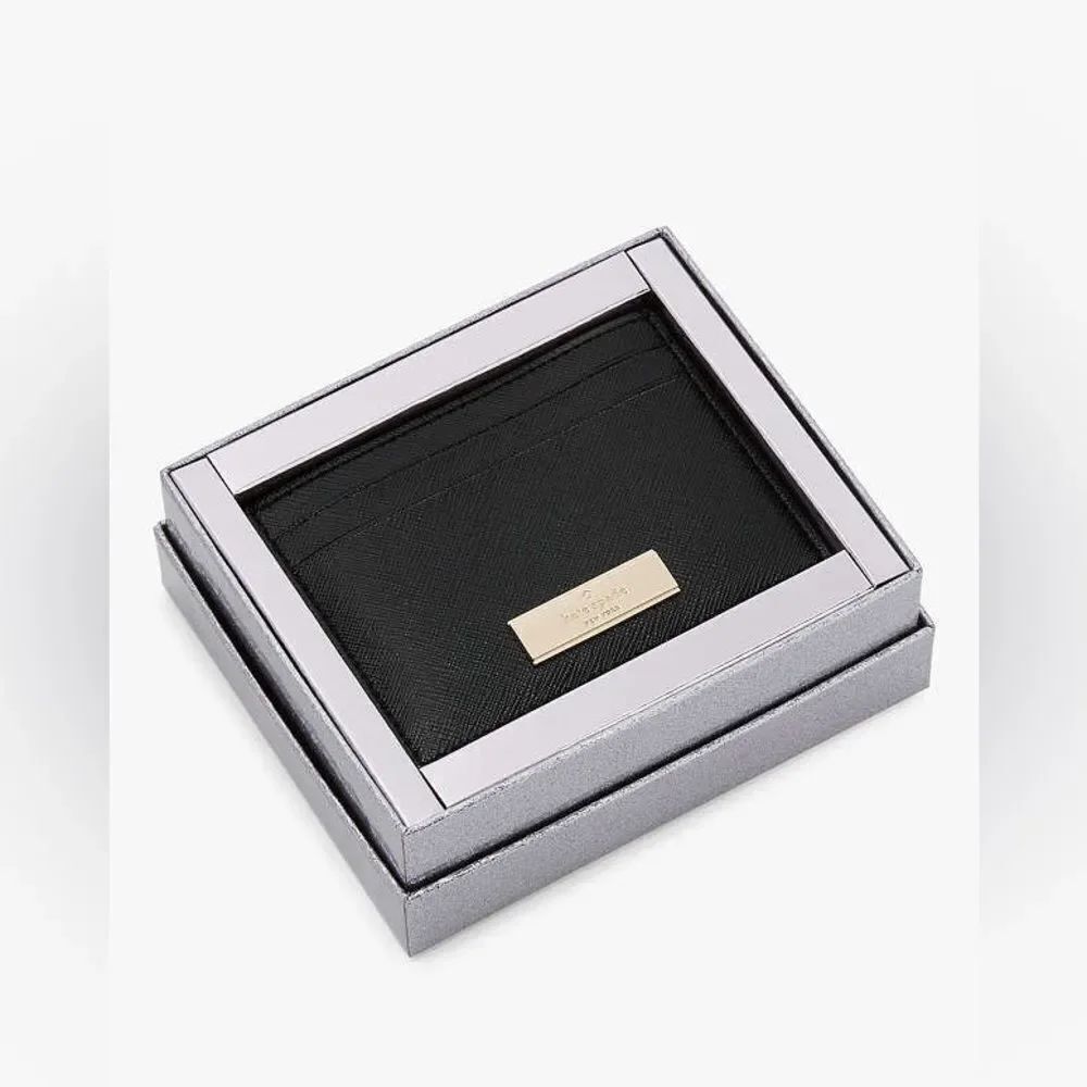 New! Kate Spade Kenzie Black Saffiano Boxed Small Cardholder NWT MSRP $99